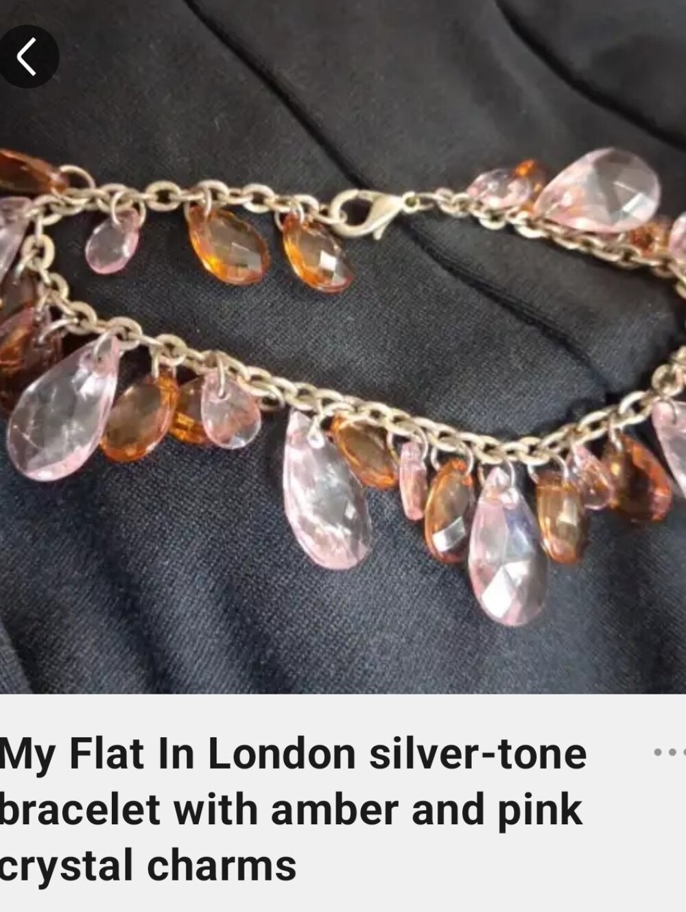 Silver-Tone Bracelet with Pink and Amber Crystal Charms